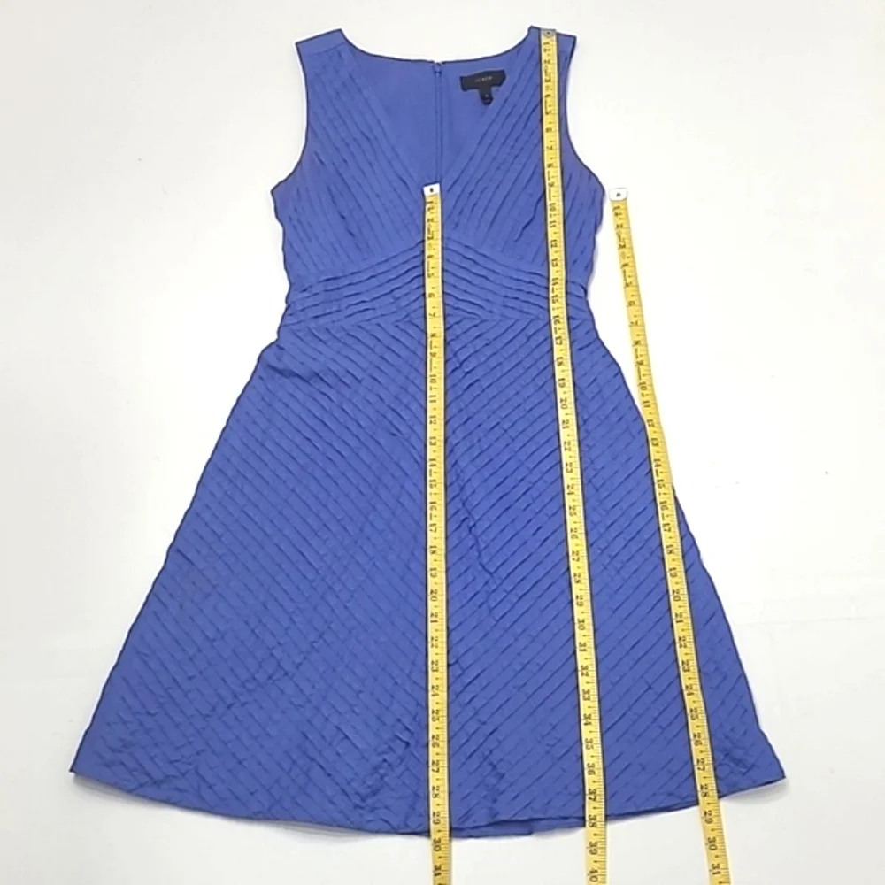 J. Crew Chevron Dress Pleated A Line Plunging V-Neck Sleeveless Above Knee Sz 6